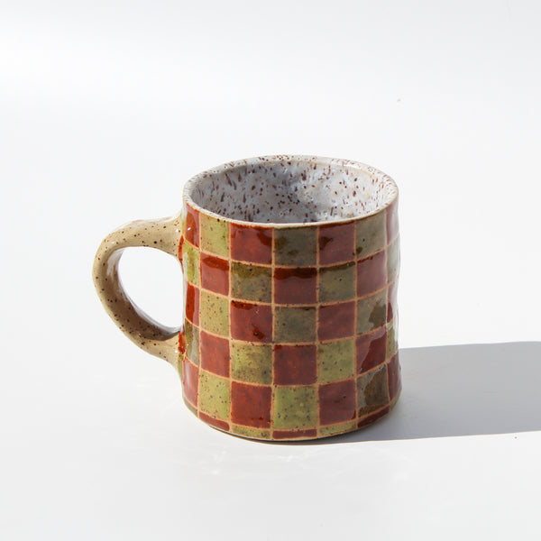 olive checkered mug