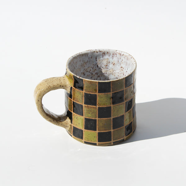 black olive checkered mug